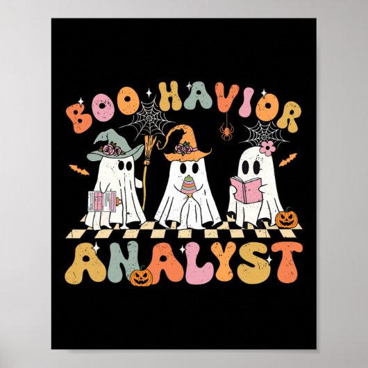 Retro Ghost Boo Havior Analyst Therapeut BCBA Hall Poster (Voorkant)