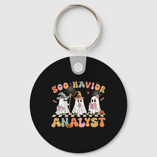 Retro Ghost Boo Havior Analyst Therapeut BCBA Hall Sleutelhanger (Voorkant)