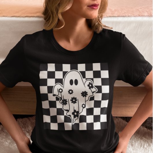 Retro Ghost Buffalo Plaid  Tri-Blend Shirt