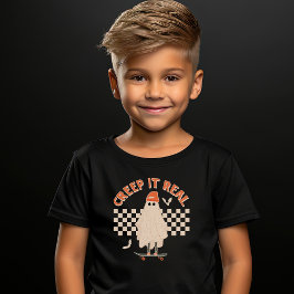 Retro Ghost Creep Het Echt Skateboard Halloween T-shirt