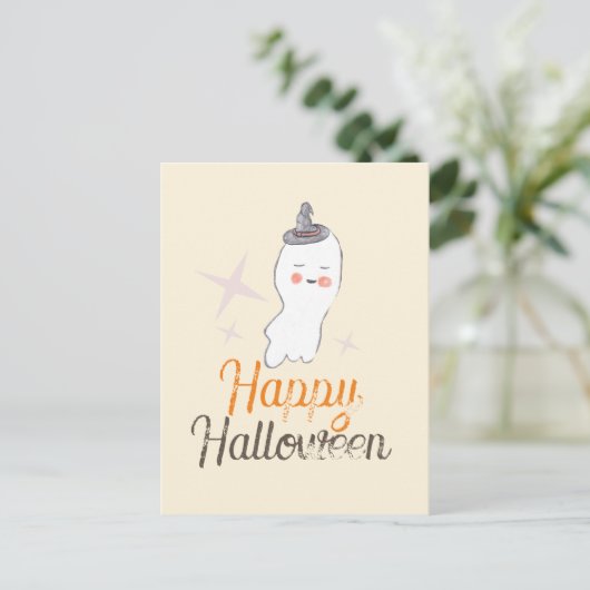 Retro Ghost Doodle Halloween Design Briefkaart (Staand voorkant)