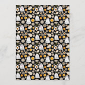 Retro Ghost Flowers Halloween Seamless Pattern Kaart (Voorkant)