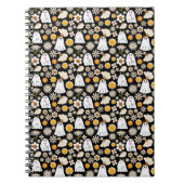 Retro Ghost Flowers Halloween Seamless Pattern Notitieboek (Voorkant)