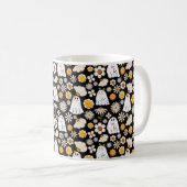 Retro Ghost Flowers Seamless Pattern Koffiemok (Voorkant rechts)