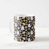Retro Ghost Flowers Seamless Pattern Koffiemok (Voorkant links)