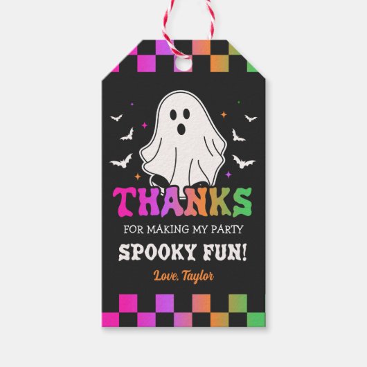 Retro Ghost Halloween Bedankt Cadeaulabel (Voorkant)