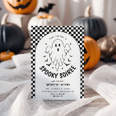 Retro Ghost Halloween Black & White Verjaardag Kaart