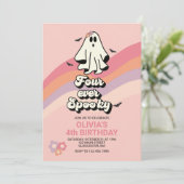 Retro Ghost Halloween Four Ever Spooky Verjaardag Kaart (Staand voorkant)