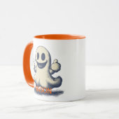 Retro Ghost Halloween Mok – Spookachtige & Leuk Sf (Voorkant links)