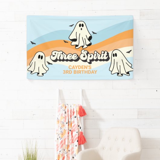 Retro Ghost Halloween Spooky Three Spirit Blue Spandoek (Insitu)
