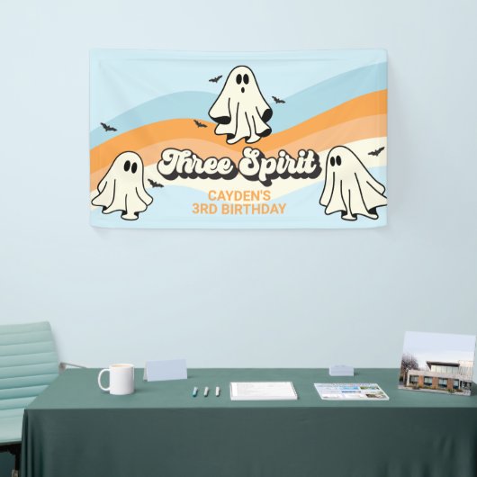 Retro Ghost Halloween Spooky Three Spirit Blue Spandoek (Beurs)