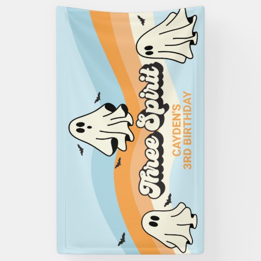 Retro Ghost Halloween Spooky Three Spirit Blue Spandoek (Verticaal)