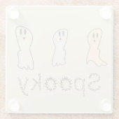 Retro Ghost Hand Lettering Spooky Tan Glazen Onderzetter (Achterkant)