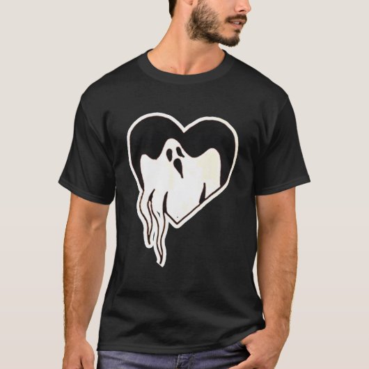Retro Ghost Heart Halloween T-shirt (Voorkant)