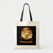 Retro Ghost Kittens Moon Gepersonaliseerde Hallowe Tote Bag (Voorkant)
