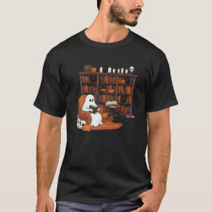 Retro Ghost Leesboeken Bibliothecaris Ghost Black T-shirt