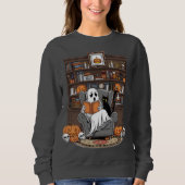 Retro Ghost Leesboeken Bibrarian Ghost Halloween Trui (Voorkant)