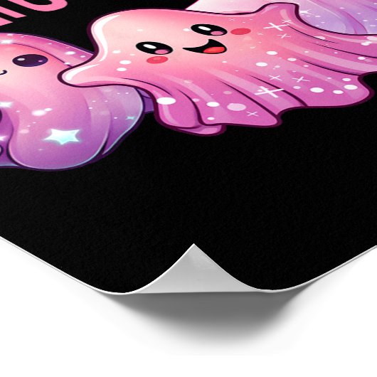 Retro Ghost Mean Ghouls Fun Halloween Spooky Zeeen Poster (Hoek)