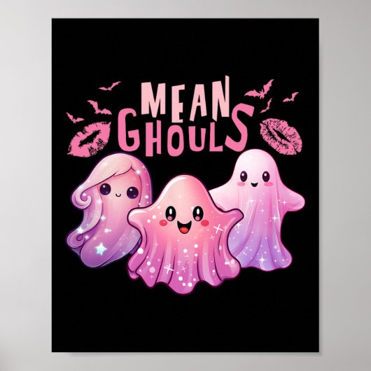 Retro Ghost Mean Ghouls Fun Halloween Spooky Zeeen Poster (Voorkant)