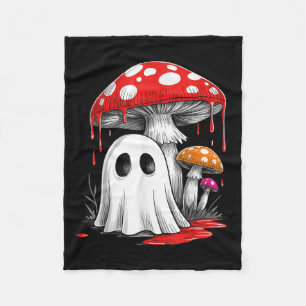 Retro Ghost Mushroom Halloween Vibes Schattige Gro Fleece Deken