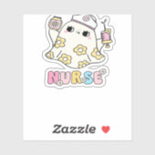 Retro Ghost Nurse Halloween Design Classic T-shirt Sticker (Vel)