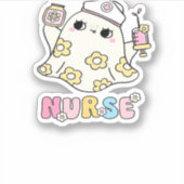 Retro Ghost Nurse Halloween Design Classic T-shirt Sticker (Voorkant)