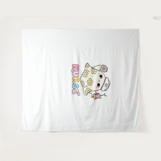 Retro Ghost Nurse Halloween Design Classic T-shirt Wandkleed (Voorkant (horizontaal))