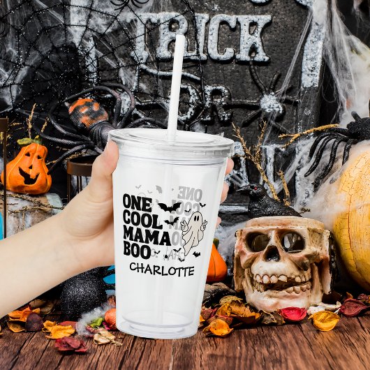 Retro Ghost One Halloween Boy 1st Birthday Acryl Drinkbeker