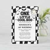 Retro Ghost One Halloween Boy 1st Birthday Kaart (Staand voorkant)