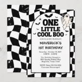 Retro Ghost One Halloween Boy 1st Birthday Kaart (Voorkant / Achterkant)