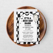 Retro Ghost One Halloween Boy 1st Birthday