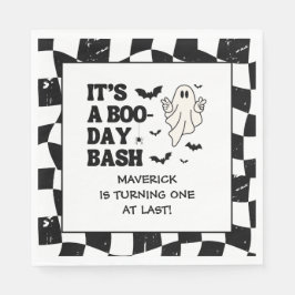 Retro Ghost One Halloween Boy 1st Birthday Servet