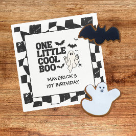 Retro Ghost One Halloween Boy 1st Birthday Servet