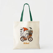 Retro Ghost op de fiets Halloween Tote Bag (Voorkant)