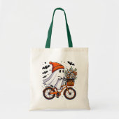 Retro Ghost op de fiets Halloween Tote Bag (Voorkant)