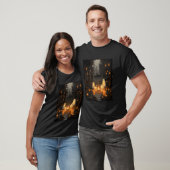 Retro Ghost Reading Book Campfire Halloween Campin T-shirt (Unisex)