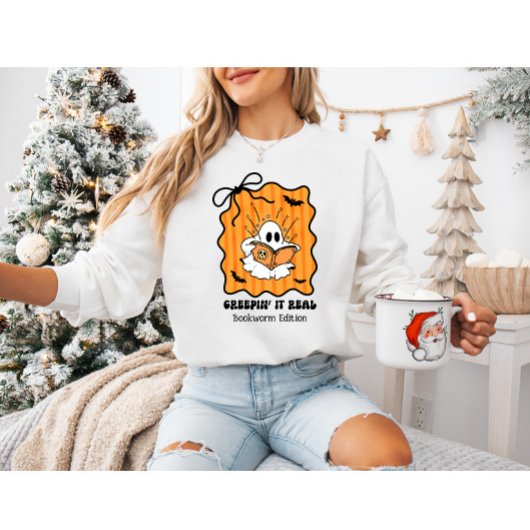 Retro Ghost Reading met Bow "Creepin' It Real" Trui