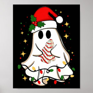 Retro Ghost Santa Kerstvakantie Kerstman Hoed Poster