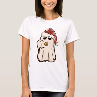 Retro Ghost Santa Kerstvakantie Kerstman Hoed T-shirt