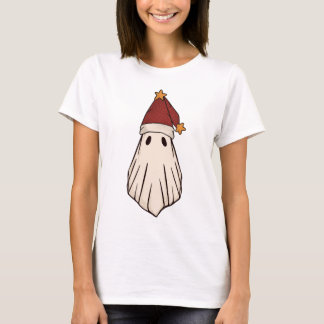 Retro Ghost Santa Kerstvakantie Kerstman Hoed T-shirt