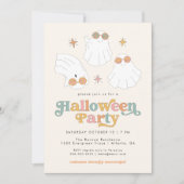 Retro Ghost Schattige Halloween Party Invitation Kaart (Voorkant)