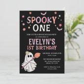 Retro Ghost Spooky 1e Verjaardag Kaart (Staand voorkant)