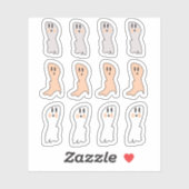 Retro Ghost Tan White Halloween Party Sticker (Vel)