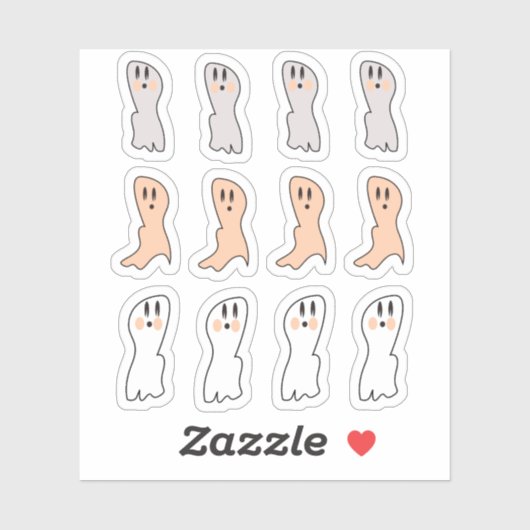 Retro Ghost Tan White Halloween Party Sticker (Vel)