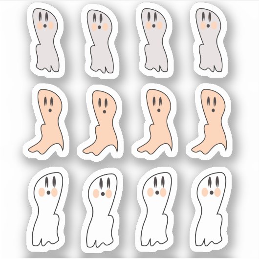 Retro Ghost Tan White Halloween Party Sticker (Voorkant)