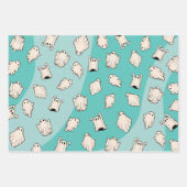 Retro Ghosts Blue Halloween Inpakpapier Vel (Voorkant 3)