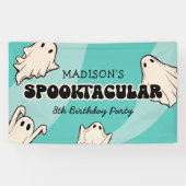 Retro Ghosts Halloween Kids Verjaardagsfeest Spandoek (Horizontaal)