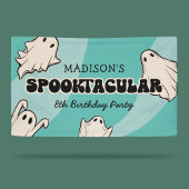 Retro Ghosts Halloween Kids Verjaardagsfeest Spandoek
