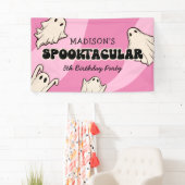 Retro Ghosts Halloween Kids Verjaardagsfeest Spandoek (Insitu)