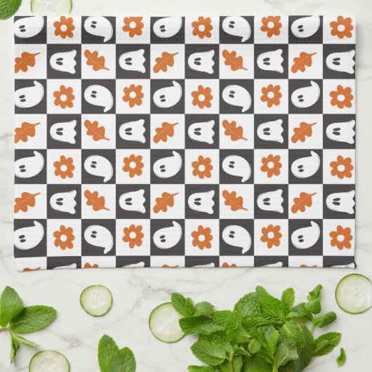 Retro Ghosts Halloween | Schattigee Pastel Ghost K Theedoek (Gevouwen)